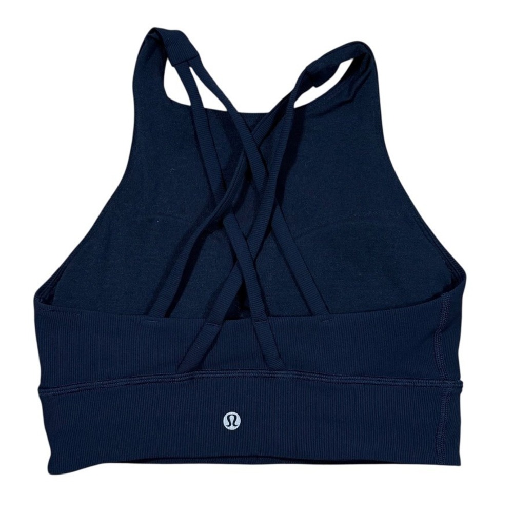 Lululemon Energy Bra Size 4 Long Line Navy Strappy‎ Back Medium Support Athletic